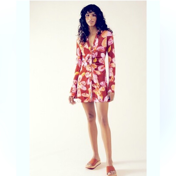 Free People Dresses & Skirts - Free People Shayla Floral Button-Up Long-Sleeve Mini Dress